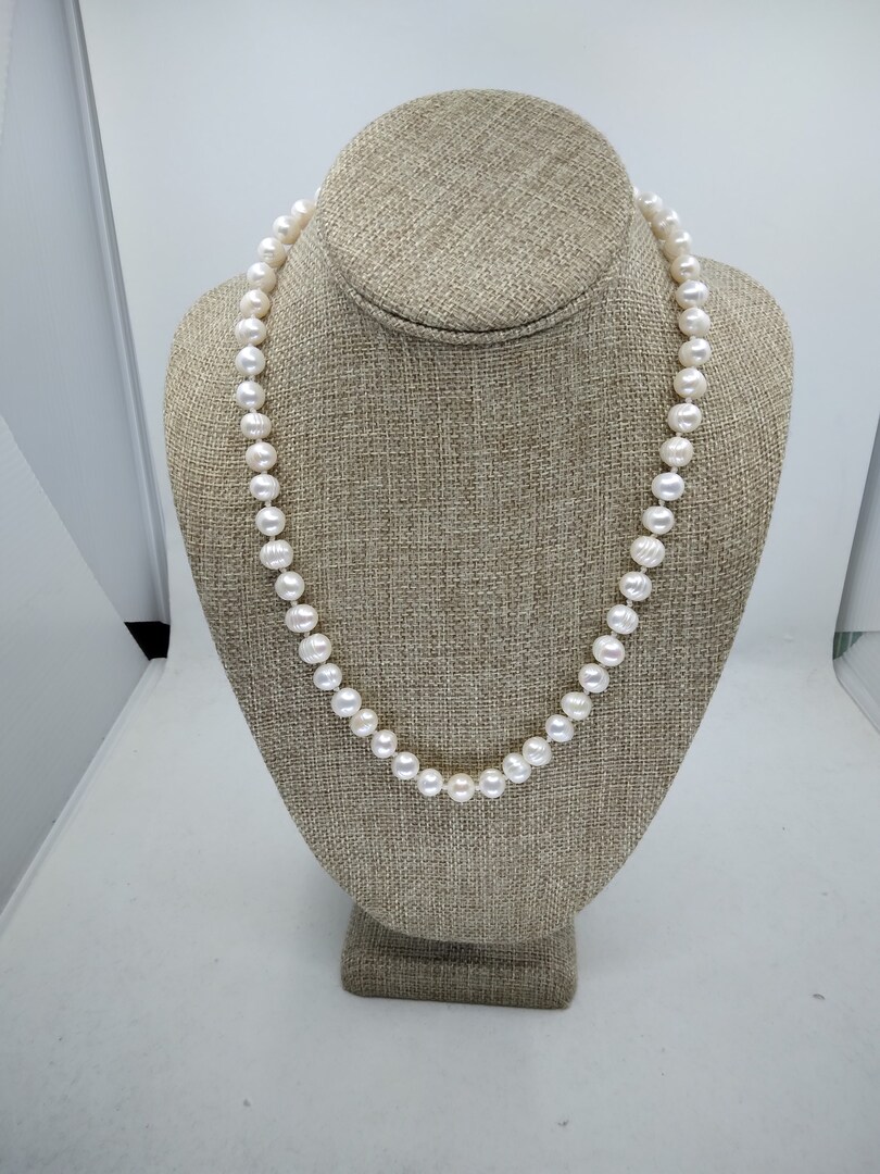 Classic Freshwater Pearl Necklace 12K Gold Overlay MakerPlace
